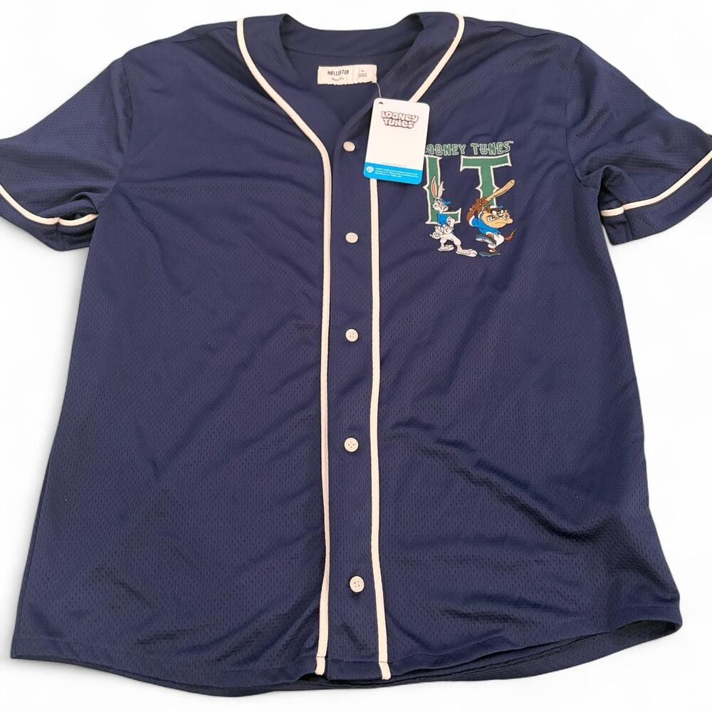 Hollister-co Men's Navy and Blue Top